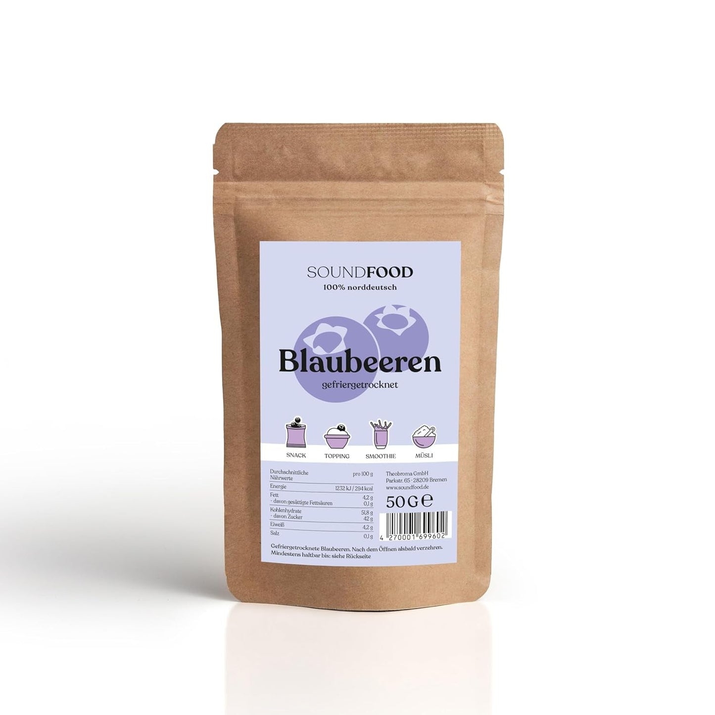 Bosbessen | gelyofiliseerde bosbessen, heel uit Duitsland | regionaal = 100% Noord-Duitsland | oogst 2024, 40 g Naty Shop gedehydrateerde producten 40 G