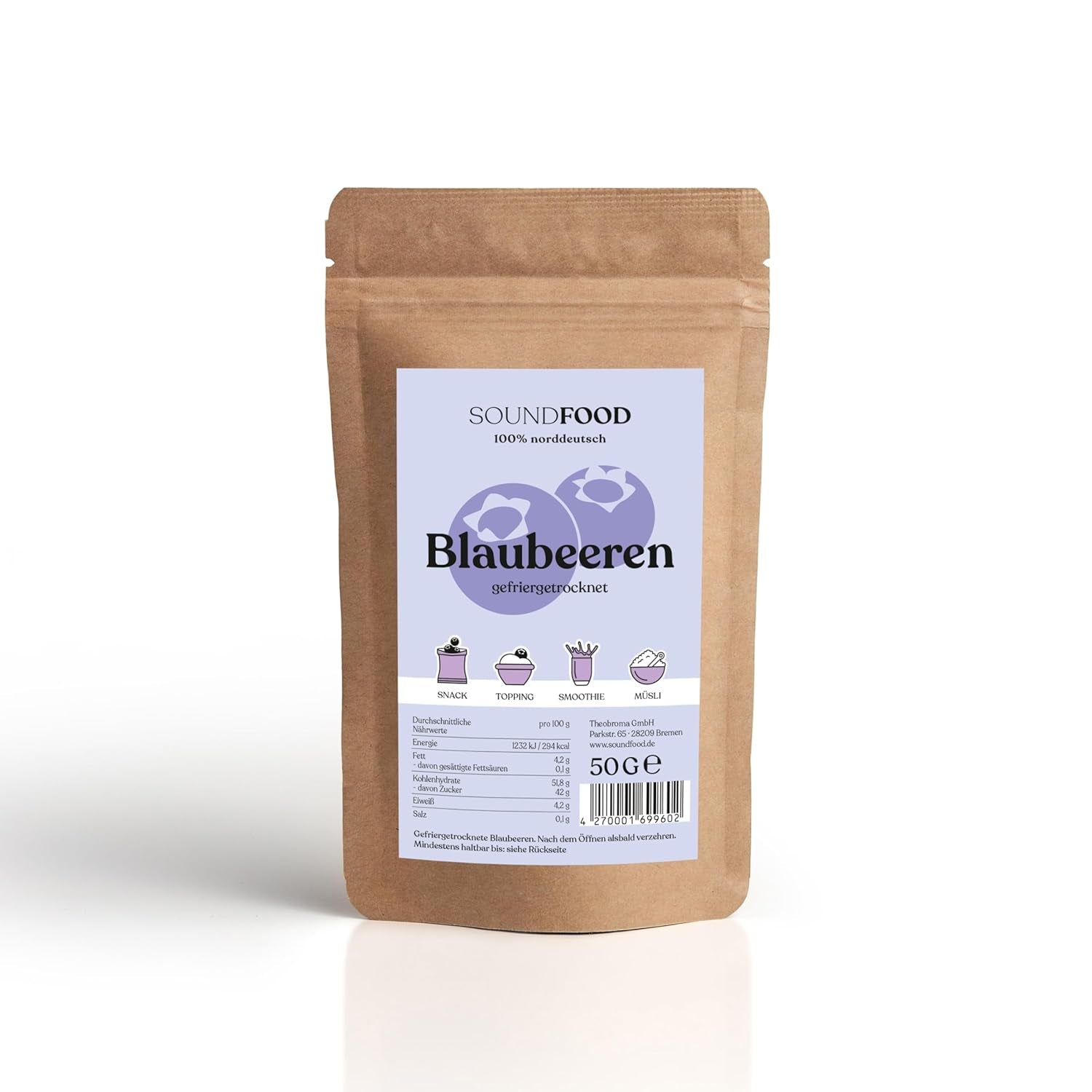 Bosbessen | gelyofiliseerde bosbessen, heel uit Duitsland | regionaal = 100% Noord-Duitsland | oogst 2024, 40 g Naty Shop gedehydrateerde producten 40 G