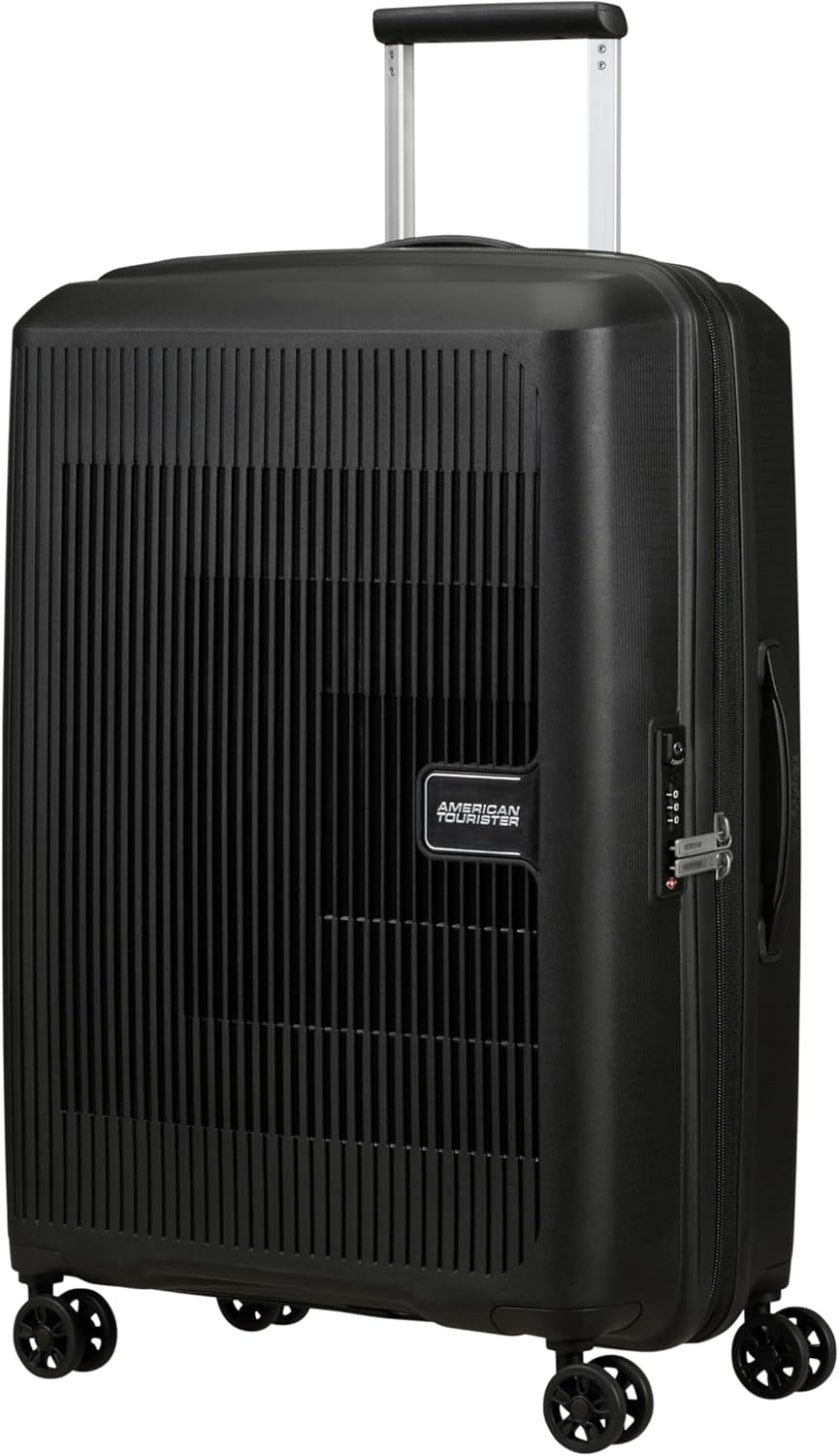 American Tourister Aerostep - Spinner L, uitbreidbare koffer, 77 cm, 101,5/109 l, oranje (feloranje) Bagage en reisuitrusting Naty Shop Zwart (zwart) M (67 cm - 66,5/72,5 l)