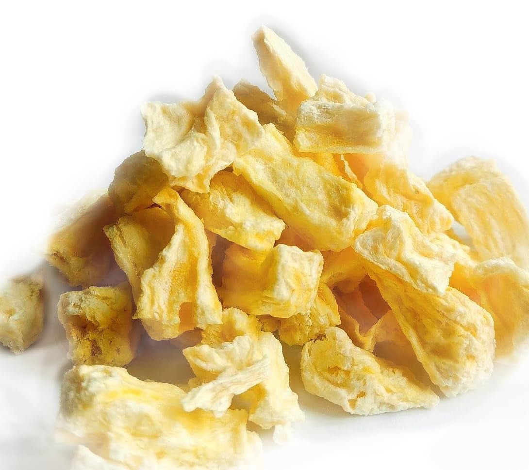 Gevriesdroogde ananas 125g grote stukken, Gevriesdroogd fruit zonder toevoegingen 100% puur - Natuurlijk gedroogd fruit - Gedroogde ananas, gedroogd fruit van Foozia Gedroogde producten Naty Shop