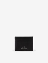 Armani Exchange herenlogo glad lederen reisaccessoire - kaarthouderhoes, zwarte herenportemonnee Naty Shop