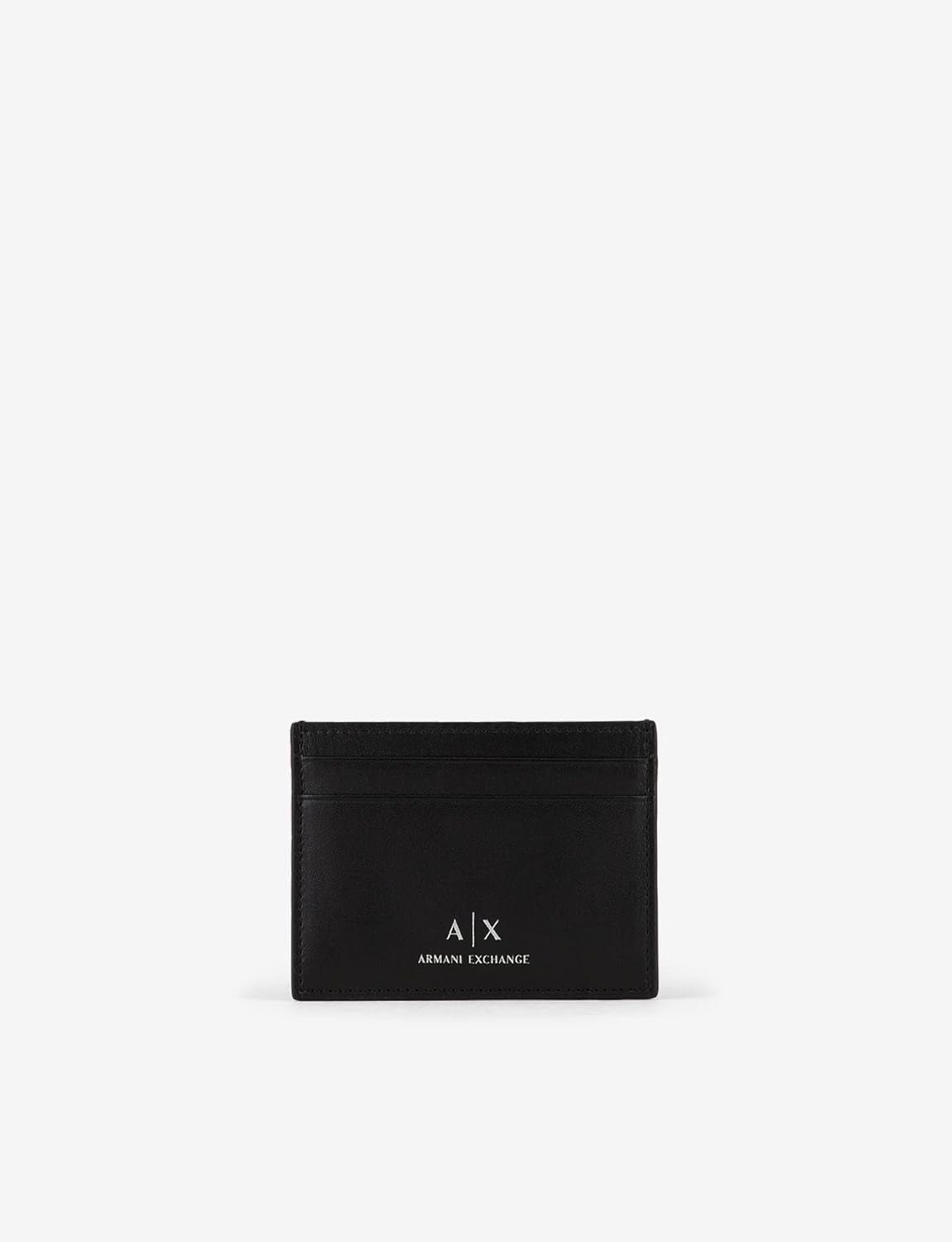 Armani Exchange herenlogo glad lederen reisaccessoire - kaarthouderhoes, zwarte herenportemonnee Naty Shop