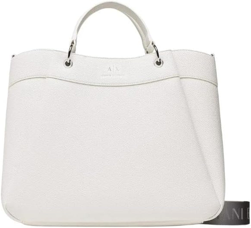 Armani Exchange Essential voor dames, Wave, zilver bedrukt logo Shopping L damestassen Naty Shop wit