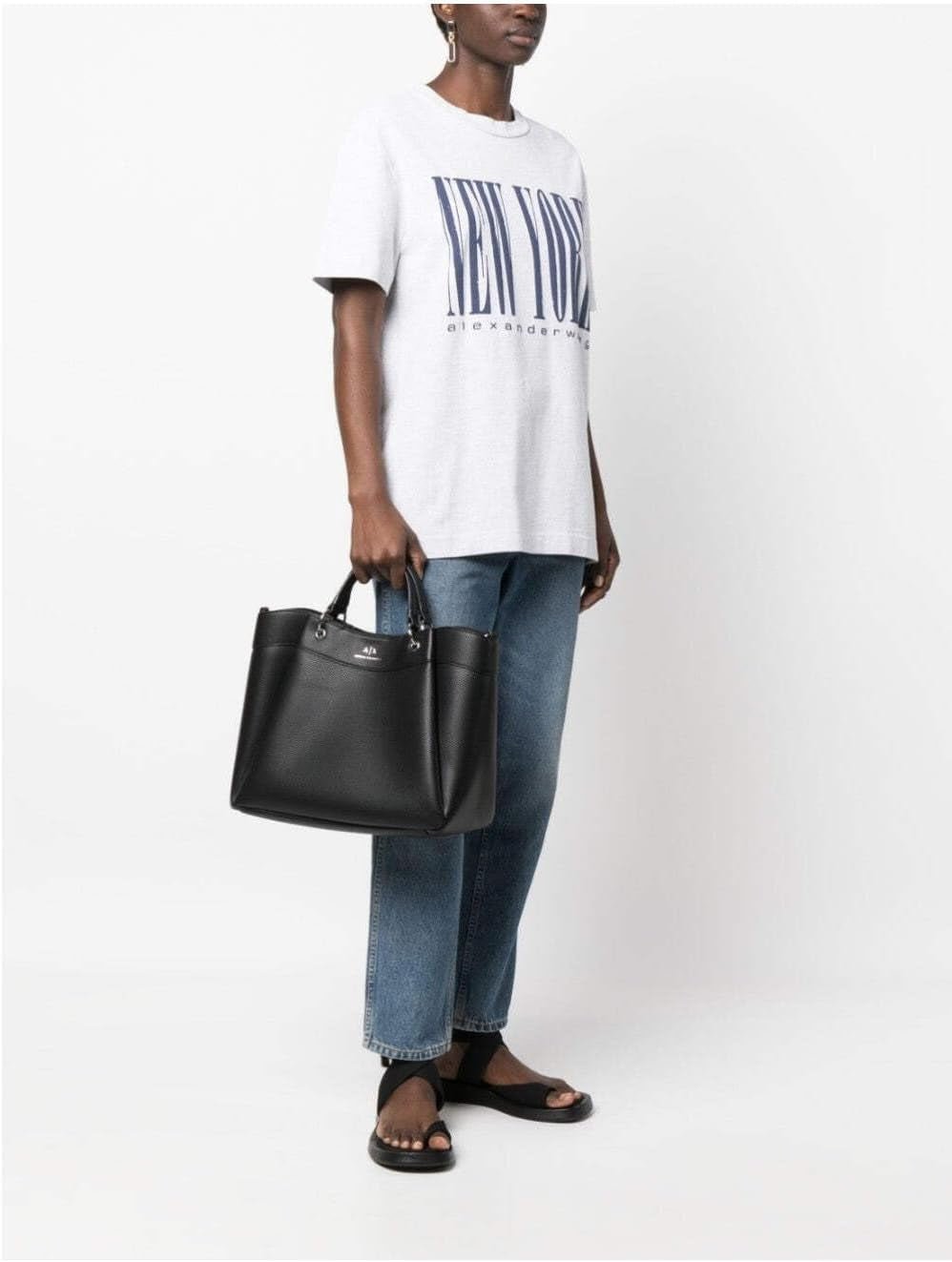 Armani Exchange Essential voor dames, Wave, zilver bedrukt logo Shopping L damestassen Naty Shop