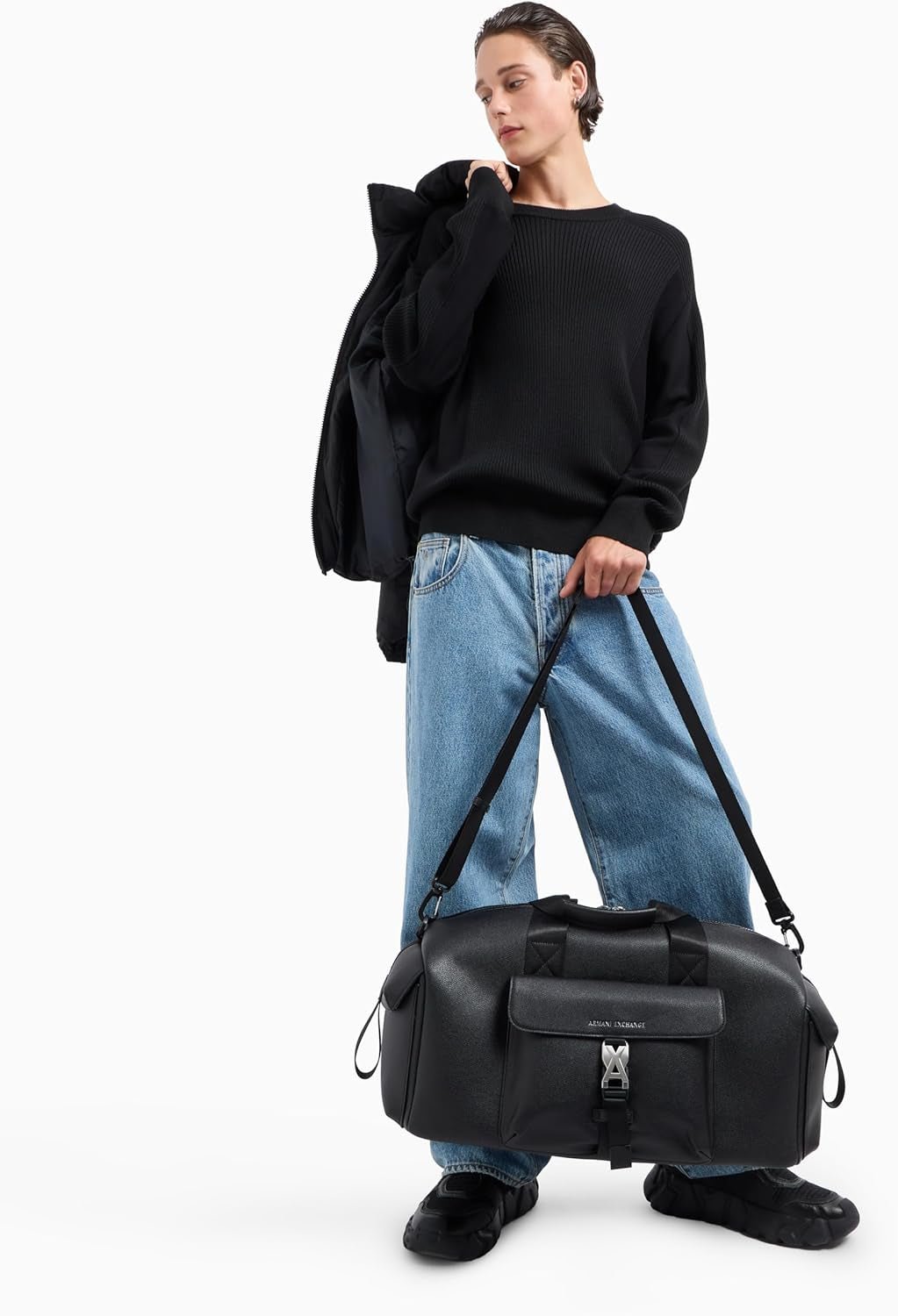 Armani Exchange Matthew-reistas voor heren, duurzame bijl-tuc-sluiting, bagage en reisuitrusting Naty Shop