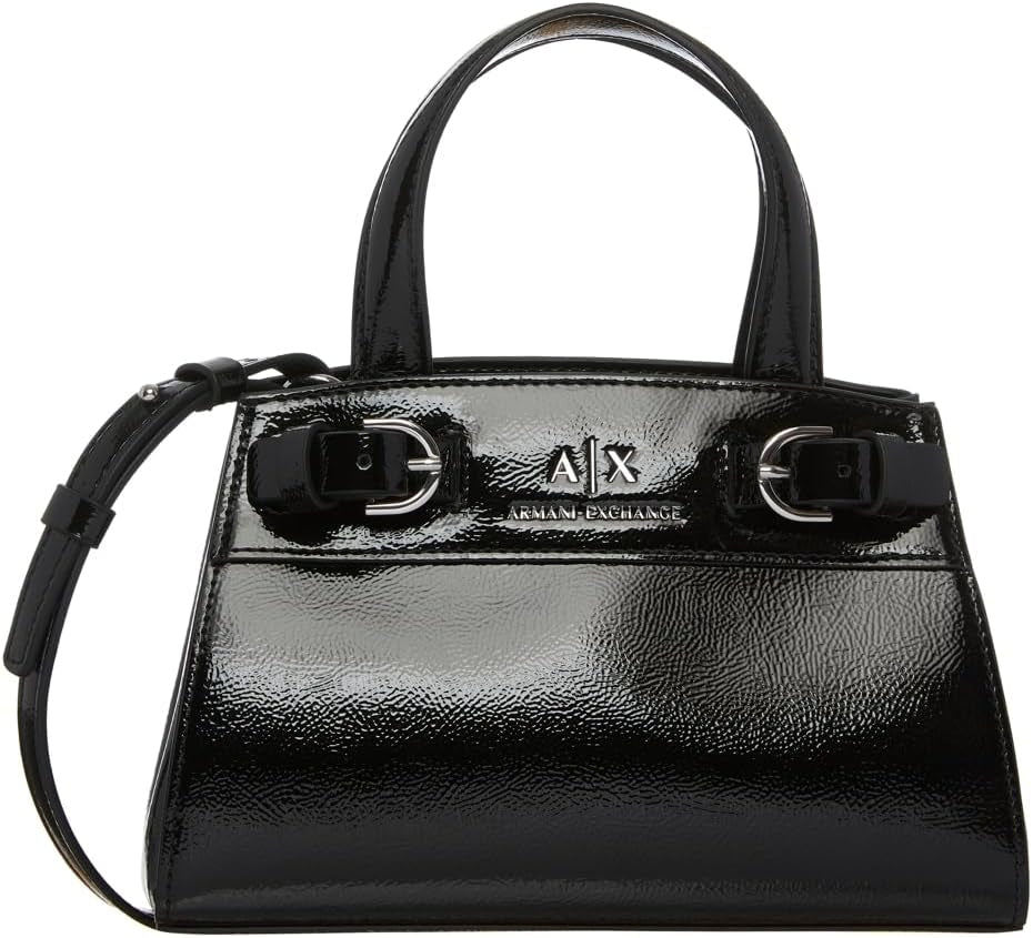 Armani Exchange Dames Milano 91 Klein formaat Glanzend oppervlak Tote S Tassen Dames Naty Shop Zwart