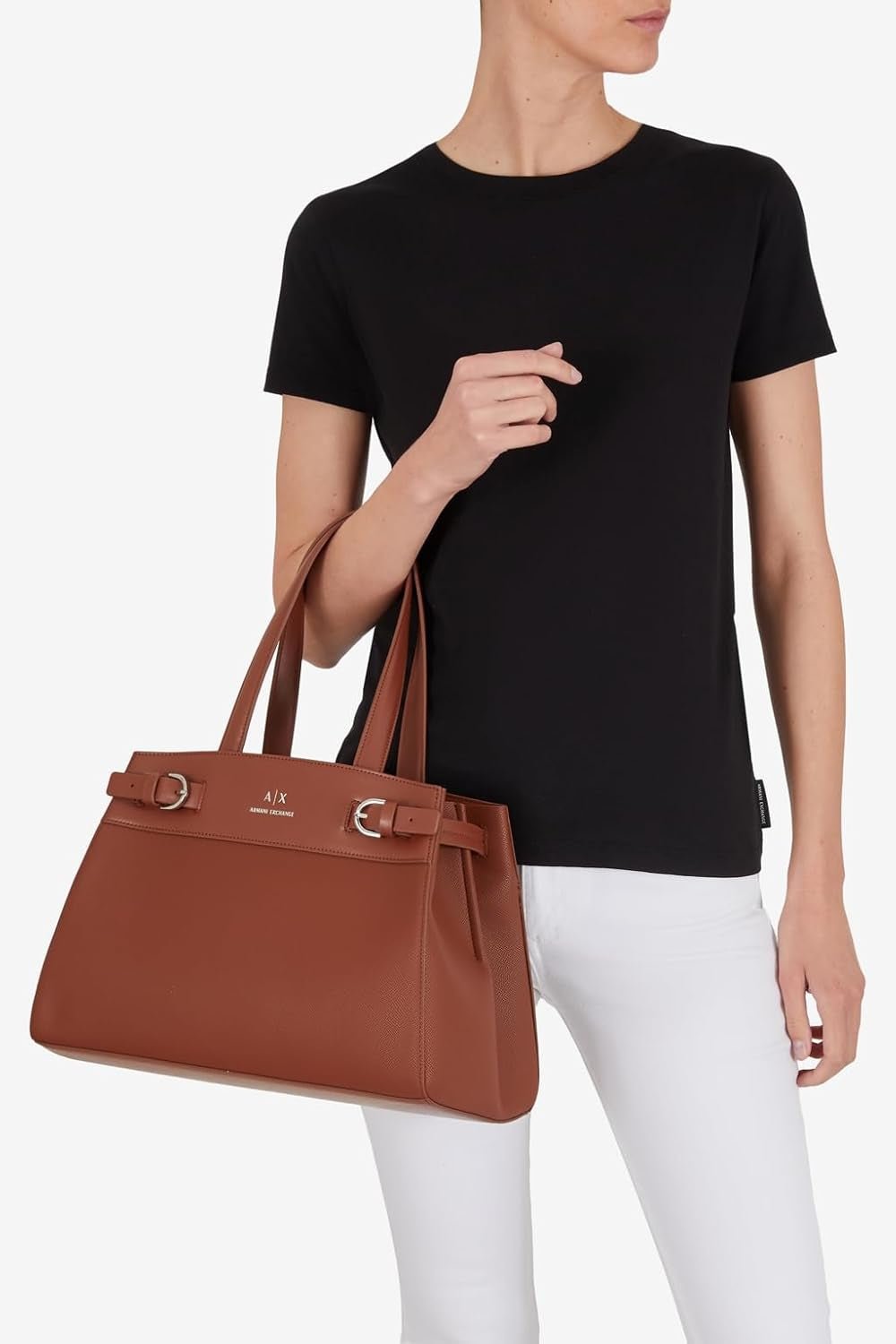 Armani Exchange Women's Essential, Milano 91, Double Bucke L Tote Bag Dames Naty Shop-tassen
