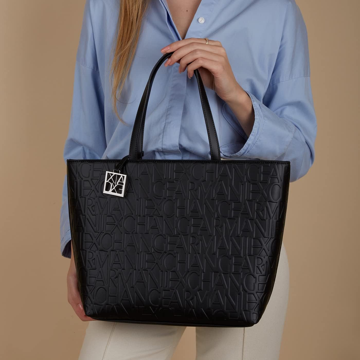 Armani Exchange Dames Liz - Open Medium Shopping-handtas, Nero Zwart, 28x11x40 cm (L x H D) EU Damestassen Naty Shop