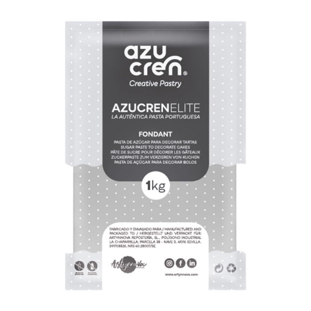 Azucren, rolfondant, grijze rolfondant, gemakkelijk te gebruiken, glad, flexibel, zacht en buigzaam, perfect voor taartversiering, halal, koosjer, glutenvrij, citroensmaak (250 g) Naty Shop suikerpasta 1 kg