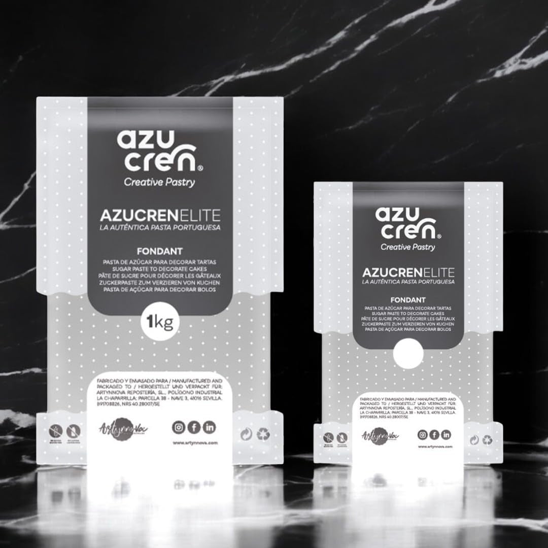 Azucren, rolfondant, rolfondant grijs, gemakkelijk te gebruiken, glad, flexibel, zacht en buigzaam, perfect voor taartversiering, halal, koosjer, glutenvrij, citroensmaak (250 g) Naty Shop suikerpasta