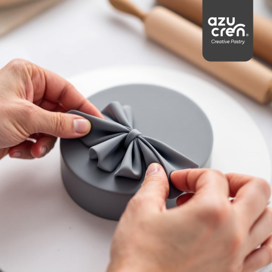 Azucren, rolfondant, rolfondant grijs, gemakkelijk te gebruiken, glad, flexibel, zacht en buigzaam, perfect voor taartversiering, halal, koosjer, glutenvrij, citroensmaak (250 g) Naty Shop suikerpasta