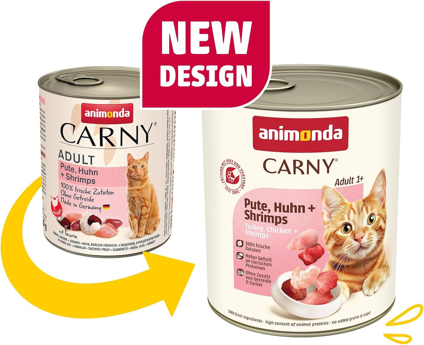 Animonda Carny kattennatvoer kalkoen + kip + garnalen (6 x 800 g), graanvrij, suikervrij natvoer met verse vleesingrediënten