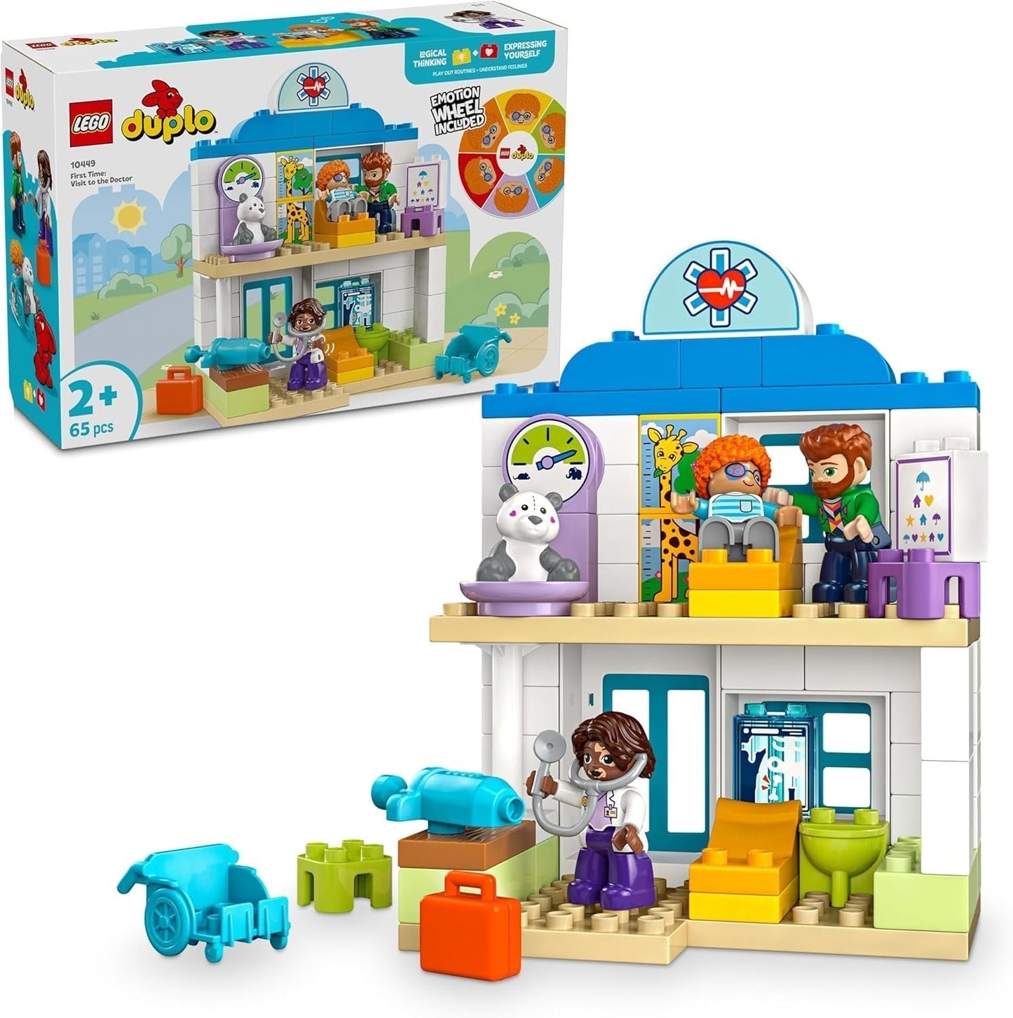 LEGO DUPLO Eerste bezoek aan de dokter in de stad, Bouwspeelgoed, Speelset om de fijne motoriek te bevorderen, Cadeau voor peuters van 2 jaar oud, Educatief speelgoed, Ziekenhuisrollenspel 10449 Bouwsets Besuche den LEGO-Store Default Title