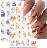 6 Blatt 3D Lila Schmetterling Nagelstickers Selbstklebend Nagelaufkleber Schmetterlinge Nagelsticker Bunte Blühen Marmor Nagelstickers Regenbogen Welle Linien Nail Art Aufkleber Nageldesign Zubehör