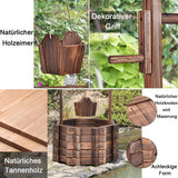 Houten fontein 56x56x114cm met dak, Wensput, Tuindecoratie, Bloempotten, Decoratieve fontein, Bloempotten, Bruin