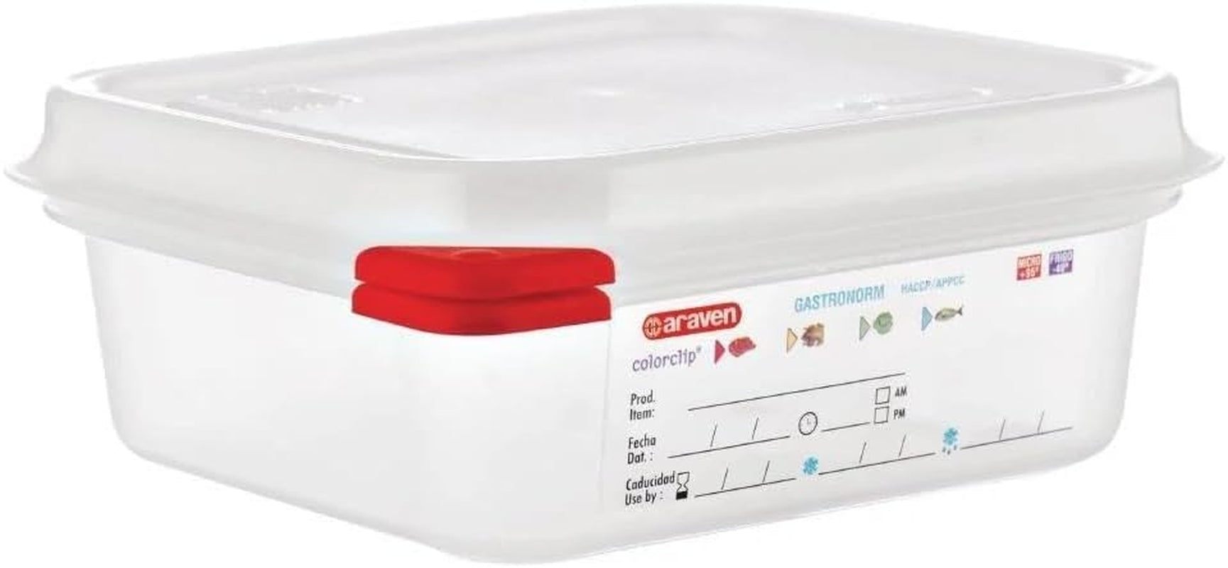 03350 PP Voedselcontainer GN met deksel, 1,1 l, 65 mm (4 stuks) Voedselbewaardozen Naty Shop