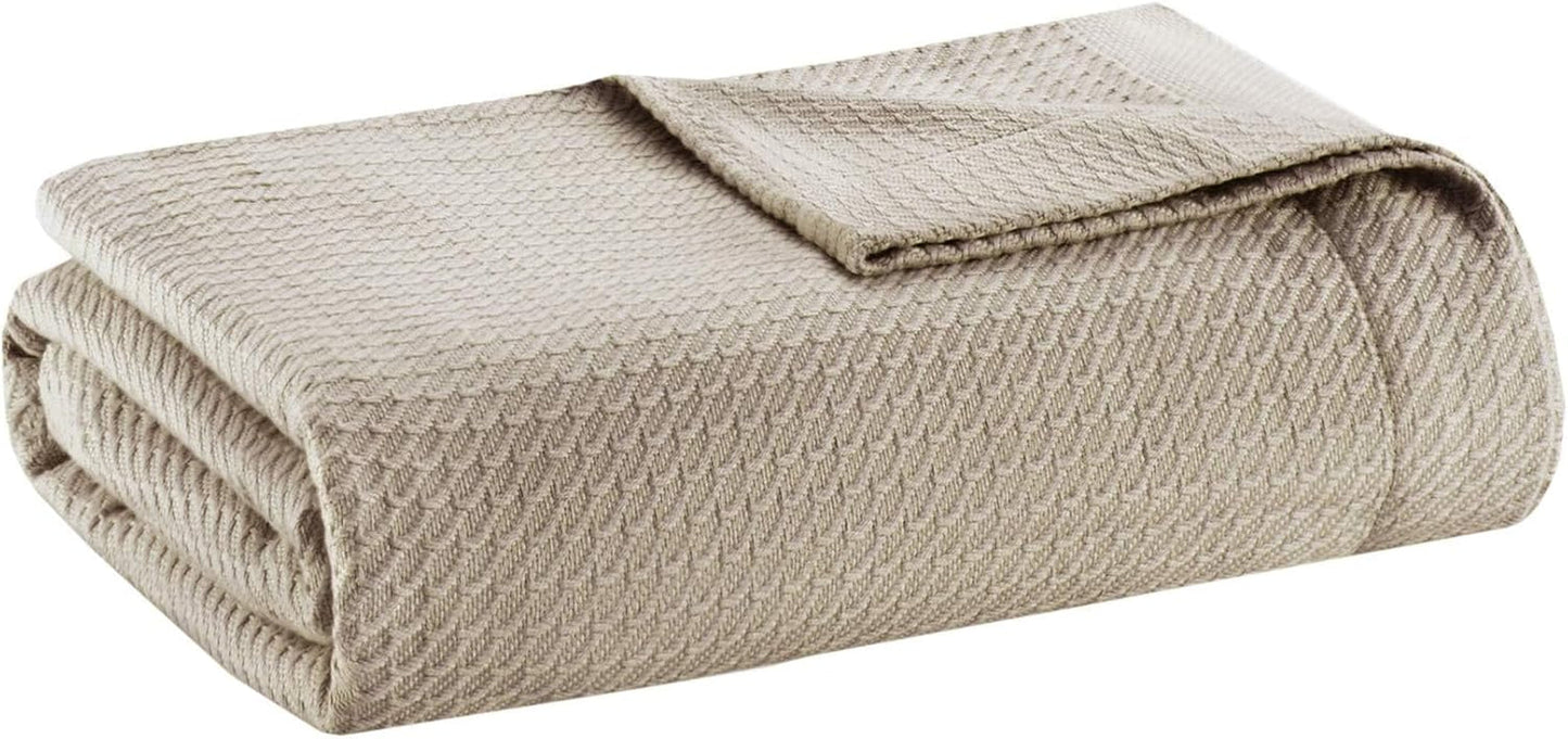 Madison Park 100% Egyptisch katoen Ademende comfortdeken Premium gebreide luxe seizoenslichtgewicht hoes voor slaapbank Volledige/queensize bed Rose Naty Shop Khaki King-dekbedden en dekbedden