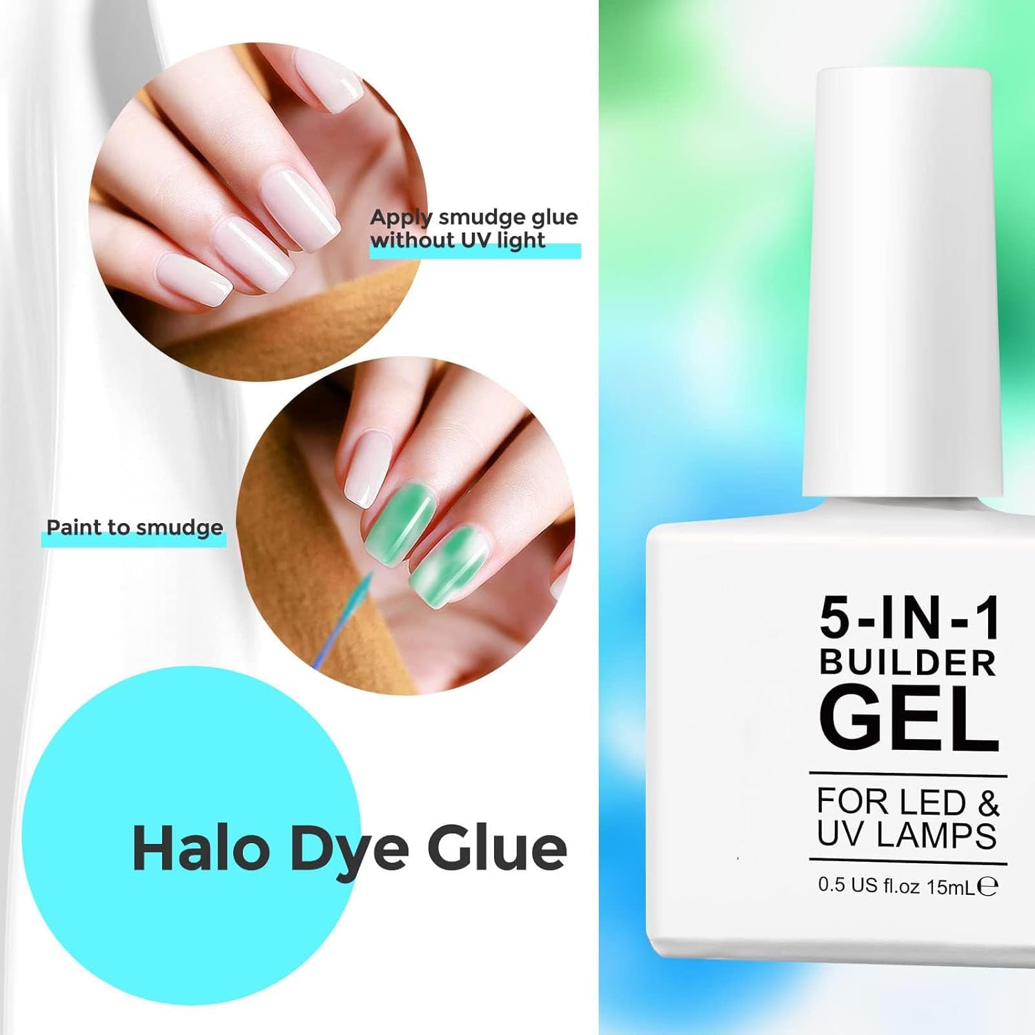Builder 5 in 1 Builder Gel 15ml, Nail Builder Gel, Nail Builder Gel, UV/LED Nagelverlenging Nagellak, Extensions, Nail Art, Stickers, Gel Nail Builder Gel (wit)