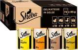SHEBA Kattennatvoer - 72 zakjes x 85g - Gevogeltevariant in gelei - Kattennatvoer - 1 grootverpakking