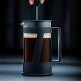 Bodum CREMA koffiezetapparaat (French Press-systeem, permanent roestvrijstalen filter, veiligheidsdop, 0,5 liter) zwart