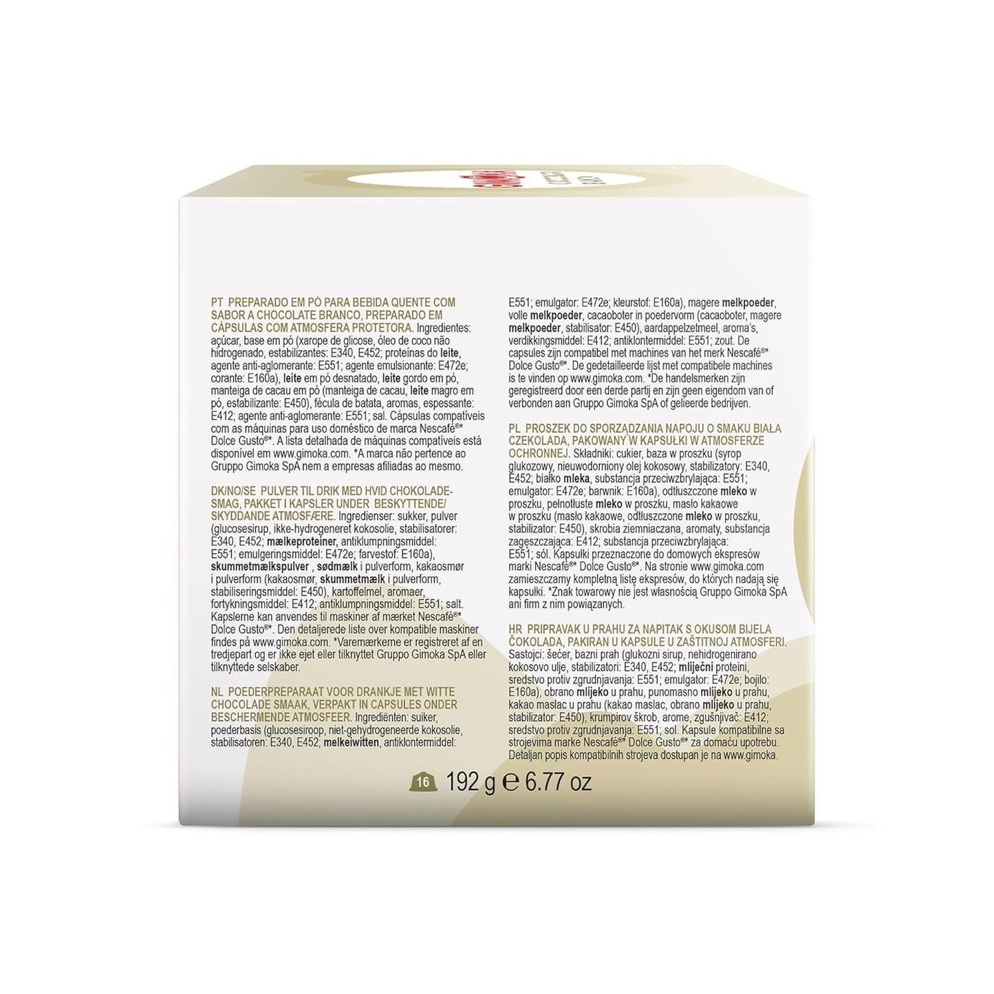 Gimoka Kaffeekapseln, Gesmack WEISSE CHOKOLADE - 48 Kapseln Compatibel met Kaffeemaschinen der Marke Nescafè* Dolce Gusto*, 48 Stück (3 x 16 Getränke), Hergestellt in Italien