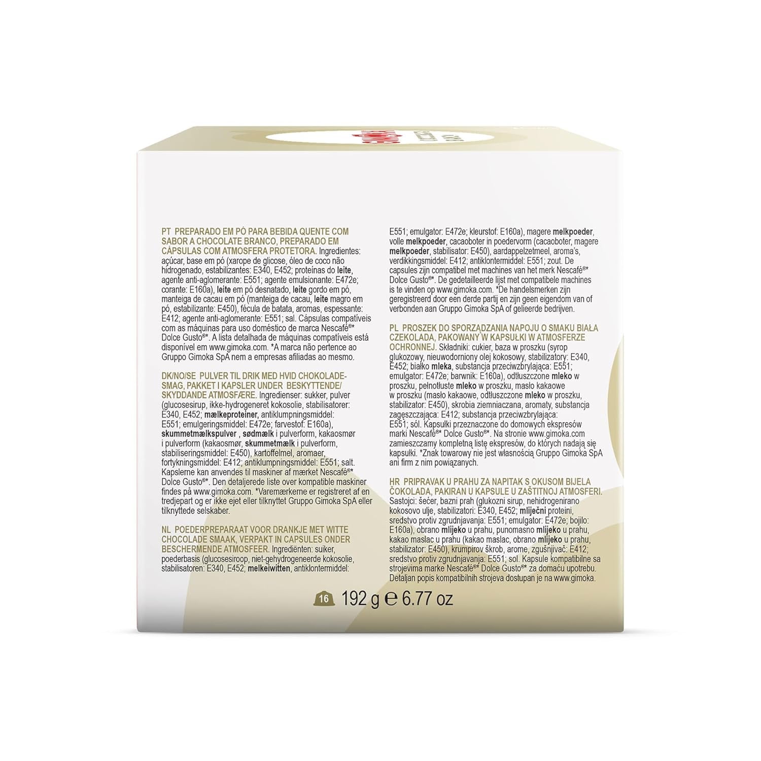 Gimoka Kaffeekapseln, Gesmack WEISSE CHOKOLADE - 48 Kapseln Compatibel met Kaffeemaschinen der Marke Nescafè* Dolce Gusto*, 48 Stück (3 x 16 Getränke), Hergestellt in Italien