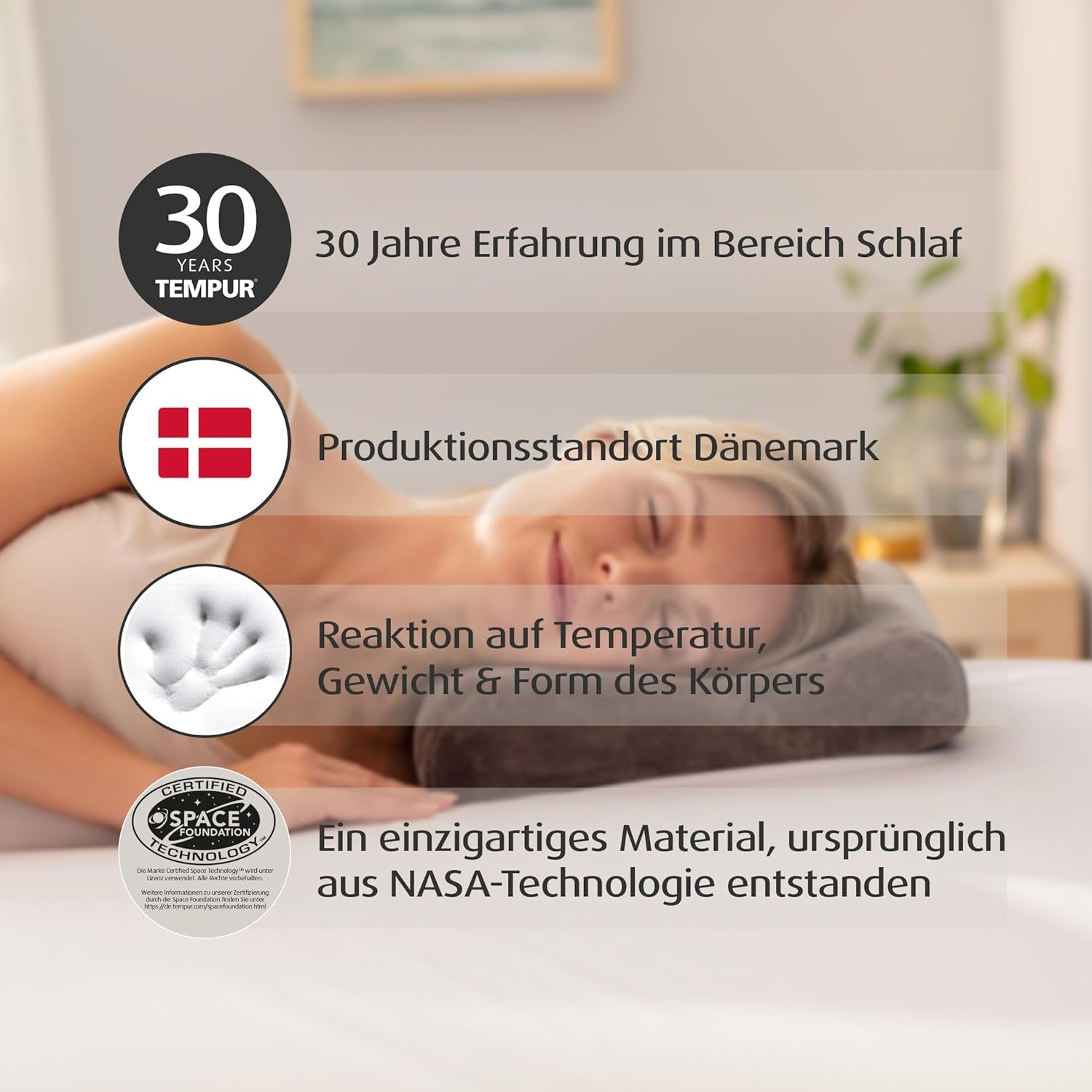 TEMPUR Memory Foam reiskussen, ergonomisch nekkussen, inclusief draagtas, antraciet, afmetingen 25 x 31 x 10/7 cm