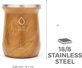 Yerba Mate balibetov theeservies (Mate cup) gemaakt van roestvrij staal met bombilla (rietje) voor mate, Gemakkelijk schoon te maken en zeer duurzaam Yerba Mate set (HOUT)