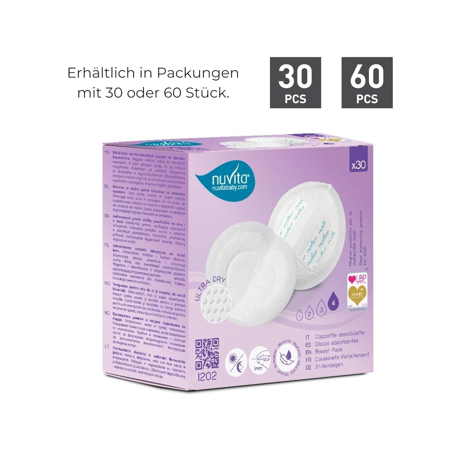 Nuvita 1202 - Absorptiemiddelen voor borstvoeding overdag en 's nachts Accessoires Voeding en borstvoeding Bebe Naty Shop