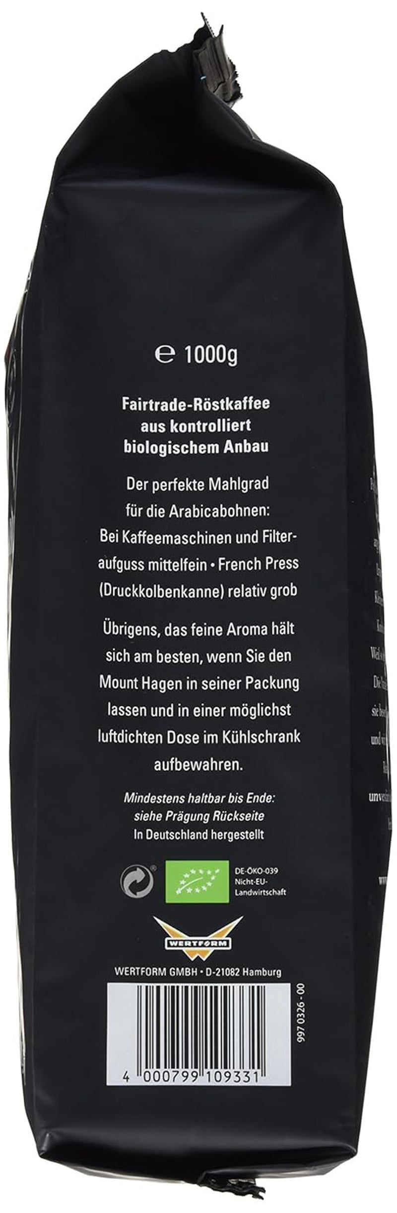 Bio FT Naturland Röstkaffee Arabica Crème, 1kg ganze Bohne