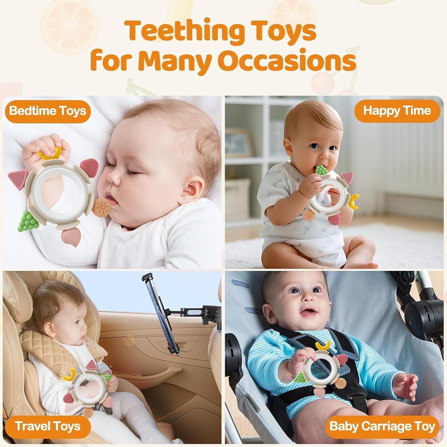 Baby Bijtring Zintuiglijk Speelgoed voor 0 3 6 7 8 9 10 12 Maanden Baby Tandjeshulpmiddel voor pasgeborenen 3 6 12 18 Maanden Jongens Meisjes Paascadeaus voor Babyshower Feest Bruin