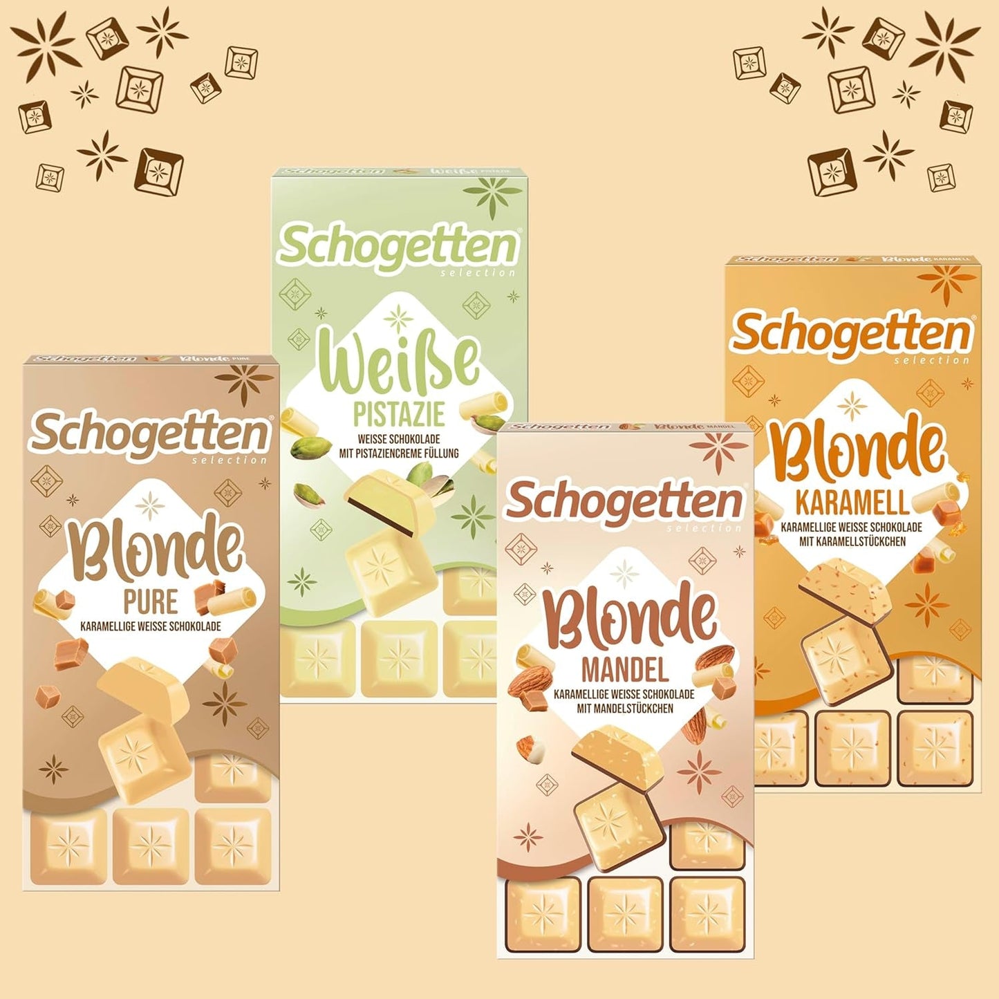 Schotten Blonde Karamel | Karamel met witte chocolade en karamelstukjes | Chocoladereep 100g | Handig geportioneerd