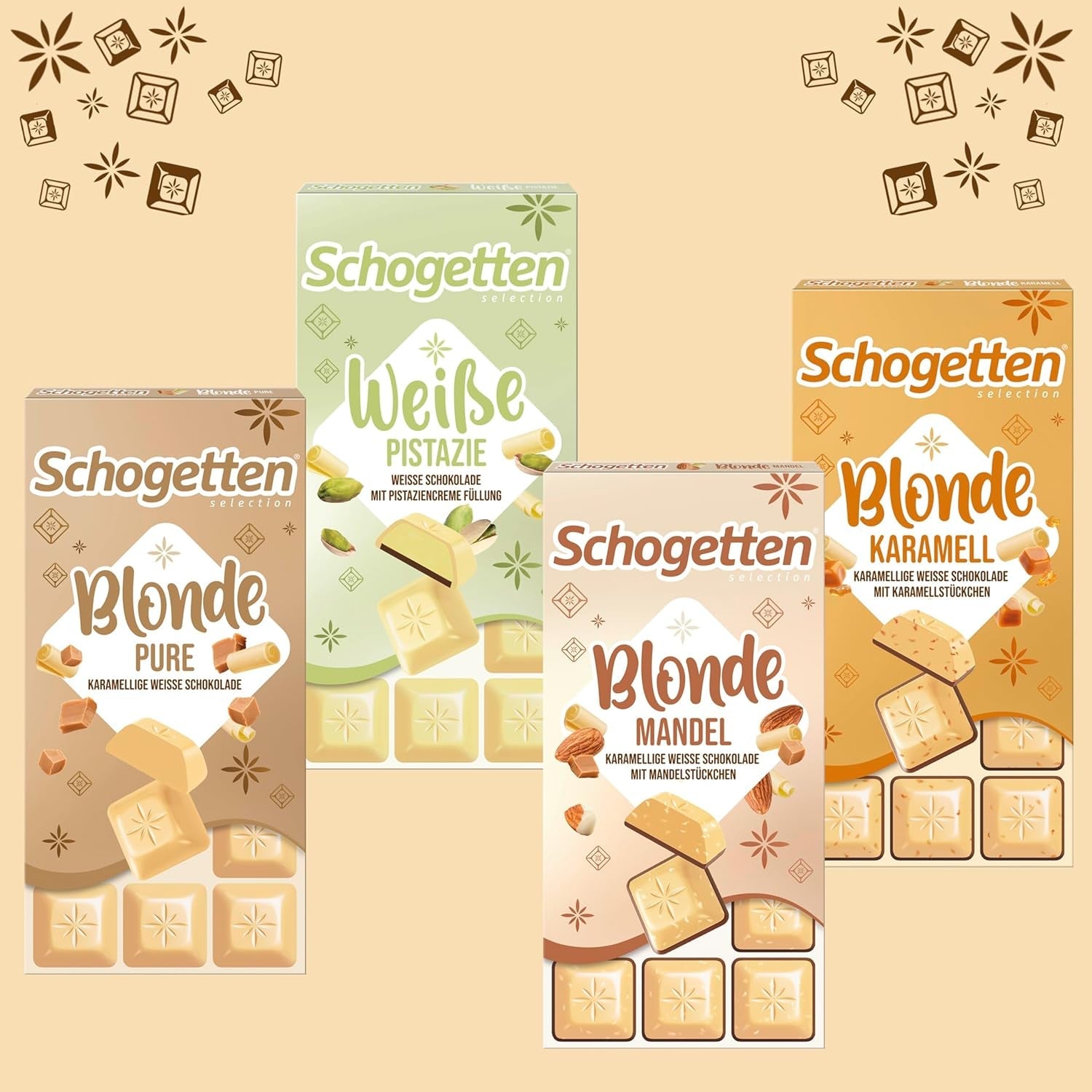Schotten Blonde Karamel | Karamel met witte chocolade en karamelstukjes | Chocoladereep 100g | Handig geportioneerd