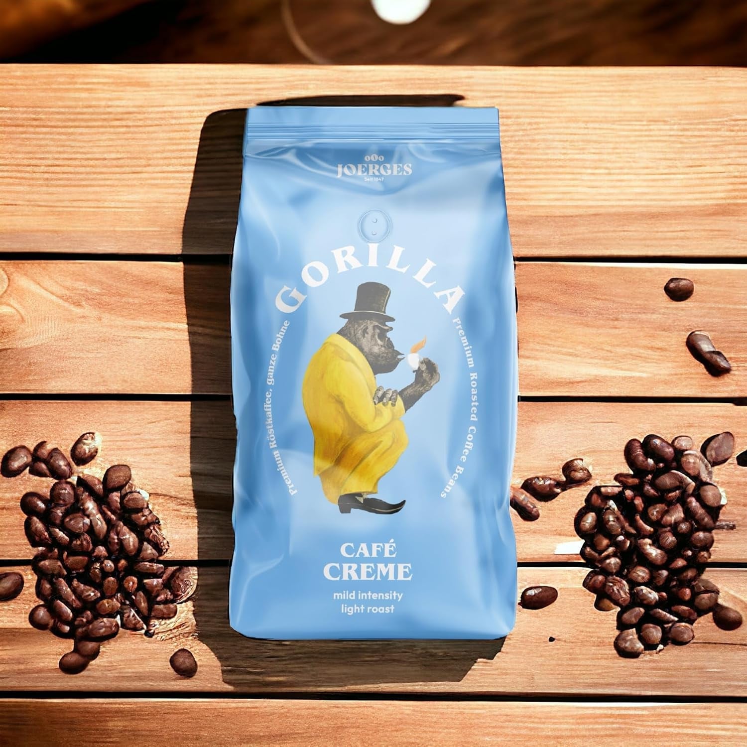 Gorilla Café Creme 6x 1000g | 100% traditionele Arabica-Bohnen | Ideal Volllautomaten Crema harmonisches Aroma | geriger Koffeingehalt helle Röstung | Vorratspackung