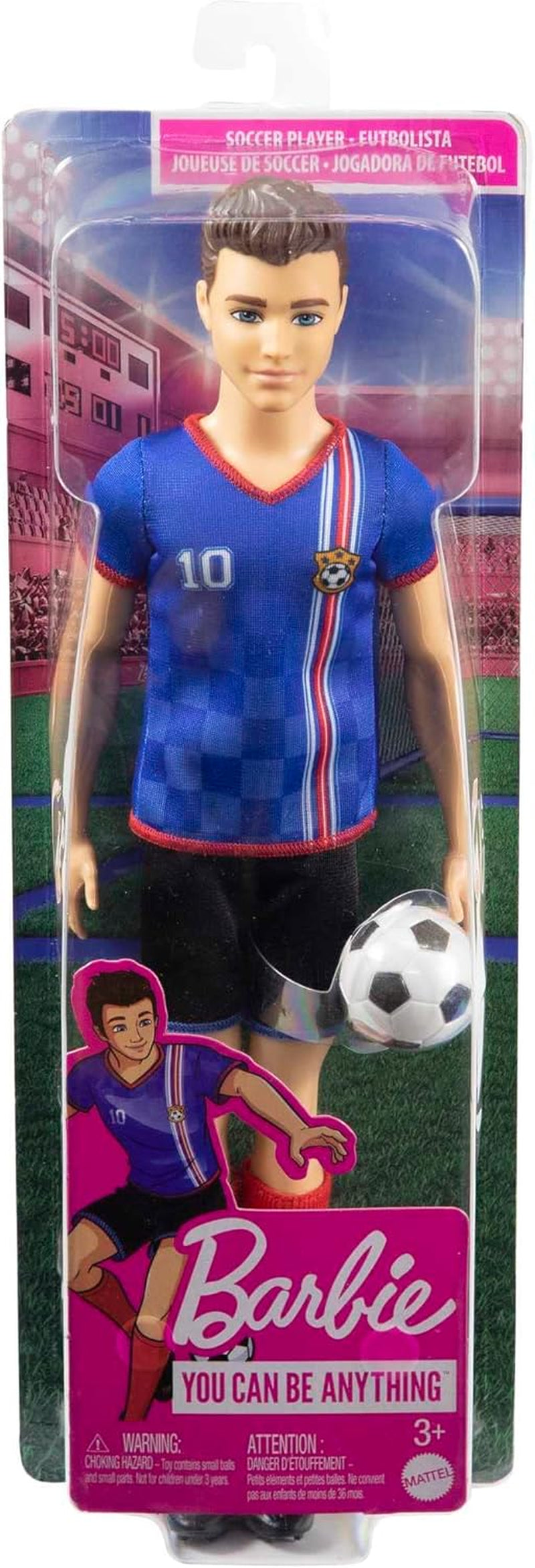 Barbie Je kunt alles zijn Serie Ken-pop Voetballer Bruin haar Ken-pop Blauw T-shirt Voetbal 1X Ken Voetballer-pop Kindercadeau 3 jaar oud Speelgoed Hcn15 Naty Shop-poppen