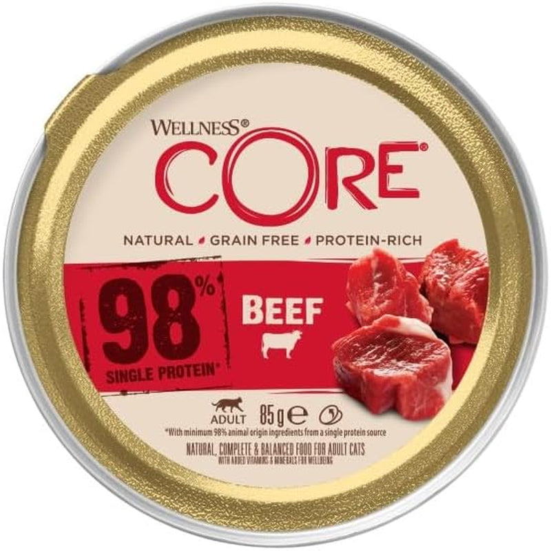 Wellness CORE 98% 12 x 85g, Rund - Natvoer voor katten, dikke paté, graanvrij, natuurlijk, hypoallergeen, eiwitrijk, rijk aan vlees