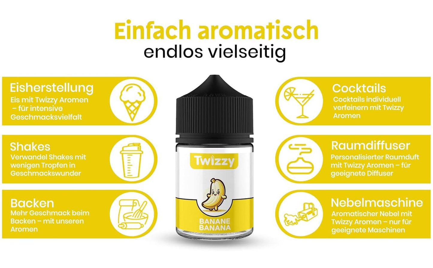 Twizzy Banana food smaak - 60 ml - Intense smaak - Ideaal voor het bakken van Aroma's Naty Shop