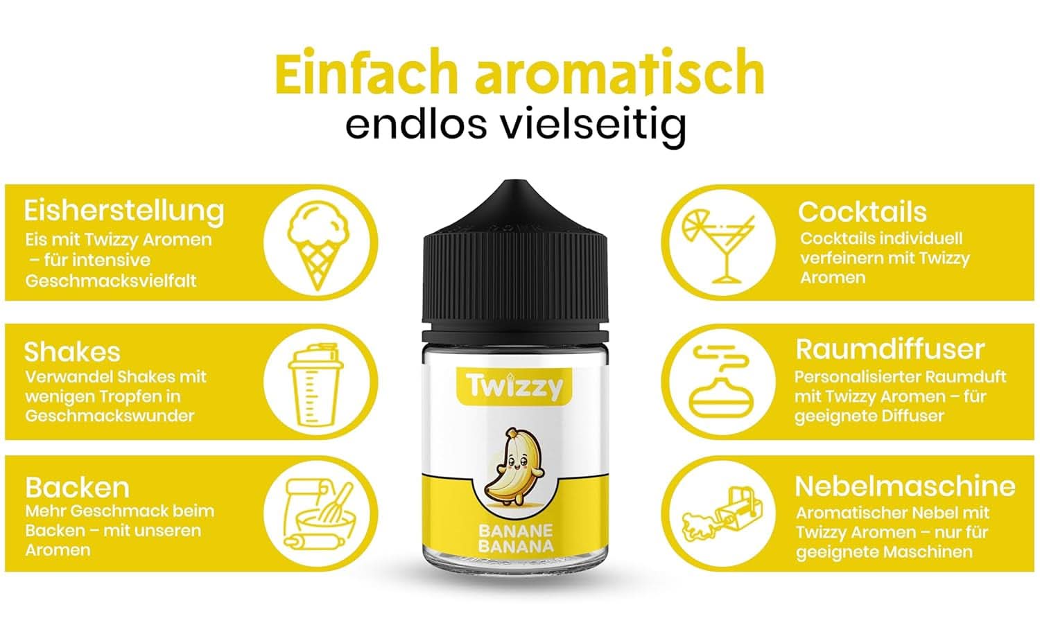 Twizzy Banana food smaak - 60 ml - Intense smaak - Ideaal voor het bakken van Aroma's Naty Shop