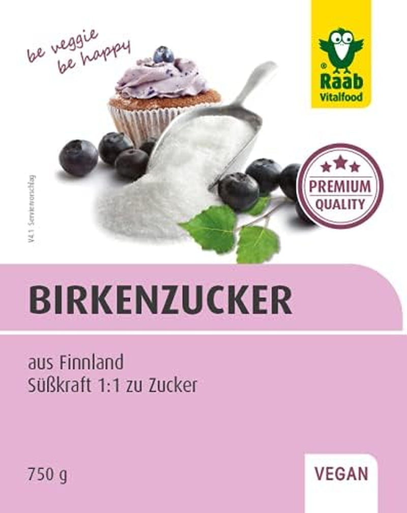 Raab Vitalfood Premium Birkenzucker, Xylit, Veganistisch, 1:1 Zucker-Alternatief, Süßungsmittel, Zahnfreundlich, Vorratspack, 750 G Zoetstoffen Naty Shop