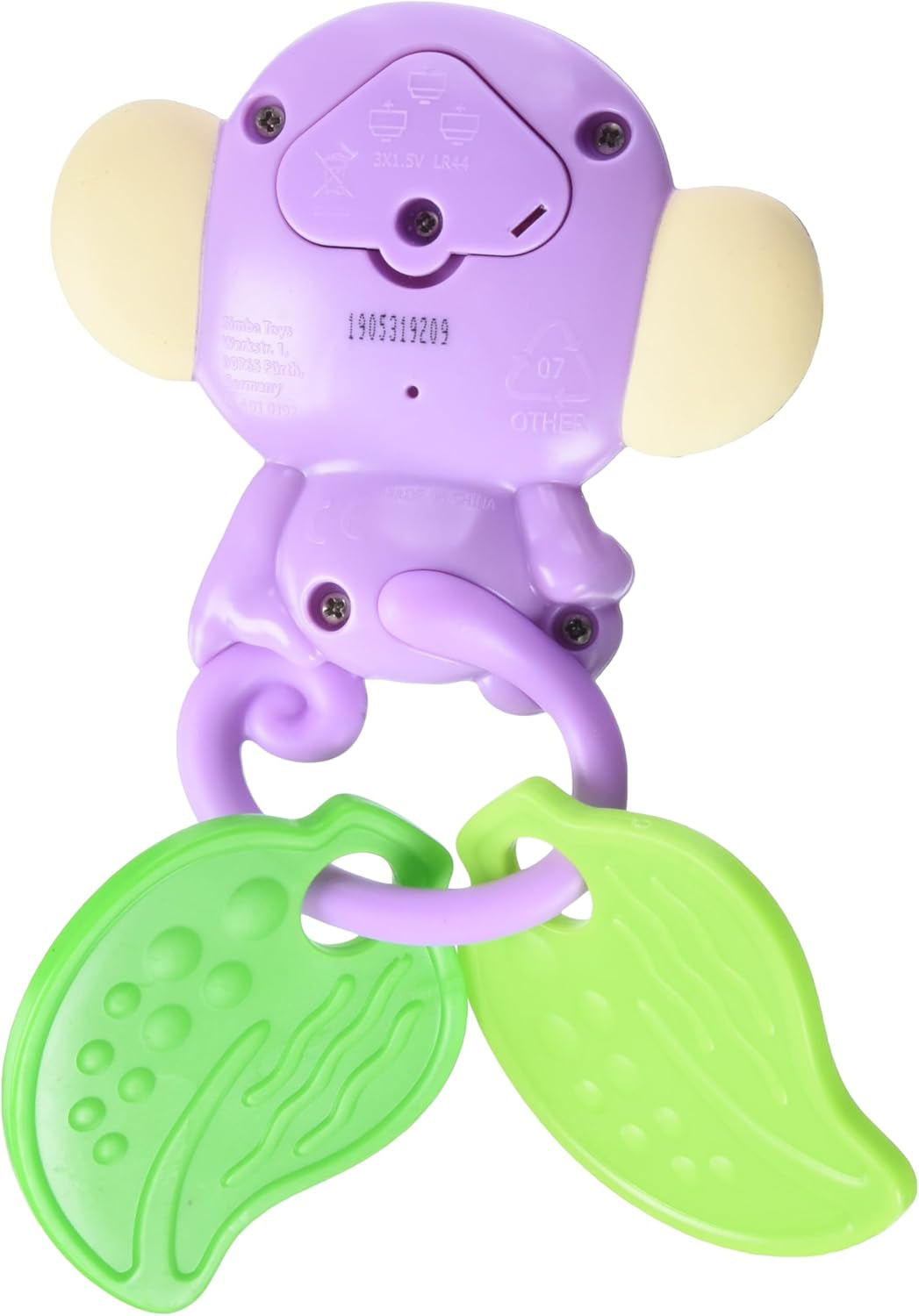Simba 104010192 - ABC-aap muzikale rammelaar, 2 sensorische elementen, met muzikale functie, 17cm, speelgoed voor kinderen, vanaf 6 maanden Babyspeelgoed Naty Shop
