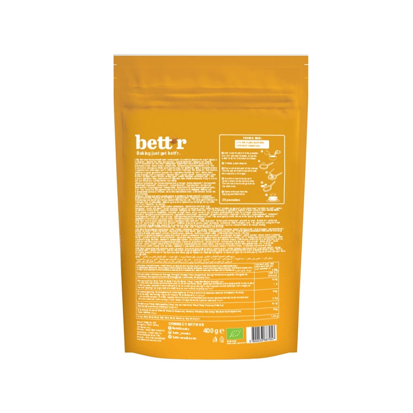 Bett'R Pannenkoekenmix, biologische, vegan en glutenvrije bakmix, 6 x 400 gram Keuken Naty Shop