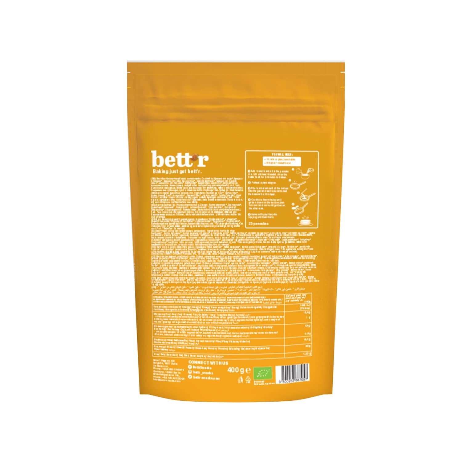 Bett'R Pannenkoekenmix, biologische, vegan en glutenvrije bakmix, 6 x 400 gram Keuken Naty Shop