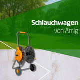 Amig - Slanghaspel | voor 1/2" slangen | max. 60 m opgerold | met zwengel voor eenvoudig oprollen | polypropyleen | oranje en grijs