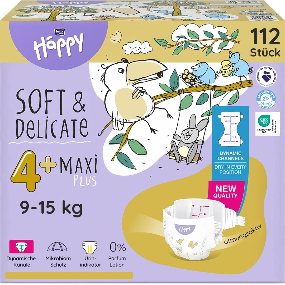 Bella Baby Happy Premium Luiers, Maat 6, Junior Extra, 15+ kg, 96 stuks, DERMATEST en OEKO-TEX Seal, Wegwerpluiers
