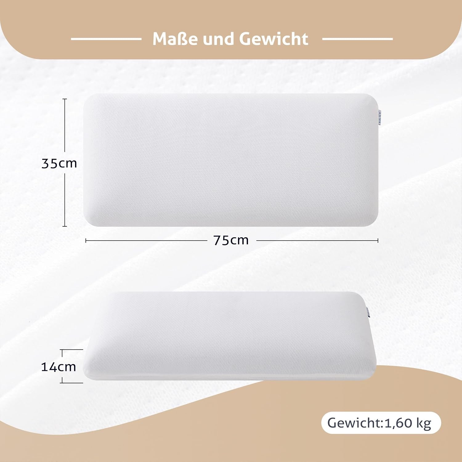 EGO HOME Kussen Memory Foam Zacht Ergonomisch Kussen Voor Rugslaper Zijslaper Neksteunkussen Met Ademende En Wasbare Hoes, Oeko-Tex Gecertificeerd, Nekkussen 75X35Cm Perne Standaard Naty Shop