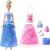 Mattel Disney Princess Toys Assepoester modepop met 2 outfits, 9 accessoires, 2 topjes met clips en 2 rokken. 2-in-1-verhalen geïnspireerd op de Disney-film JCR95