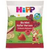 HiPP Mini Aardbei-FrambozenHaverharten (12 x 40 g), vanaf 1 jaar, biologische hartvormige snackreep, rijk aan granen en vezels, uitsluitend gezoet met fruit, van de beste biologische kwaliteit