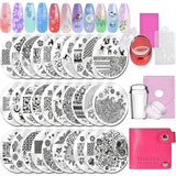 Biutee Nail Stamper 30-delige nagelstempelset nagelsjabloon nagelstempel dieren bloemen afbeeldingen nagelstempelplaat met 2 stempels 2 schrapers nageldesign accessoires Franse nagelstempel