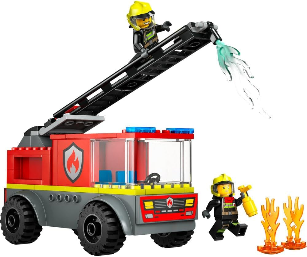 LEGO City Brandladderwagen - Speelgoedbrandweerwagen met 2 brandweerminifiguren voor jongens en meisjes vanaf 4 jaar - educatief speelgoed - cadeau voor kleuters 60463 Bouwsets Besuche den LEGO-Store
