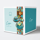 ZANGER | Capri Servies 12-delig Serviesset 4 Persoons Steengoed Servies Inclusief Dinerborden, Dessertborden en Suma Borden Handgemaakt Turquoise Serviesgoed met Grijze Rand | DE PREMIUM COLLECTIE